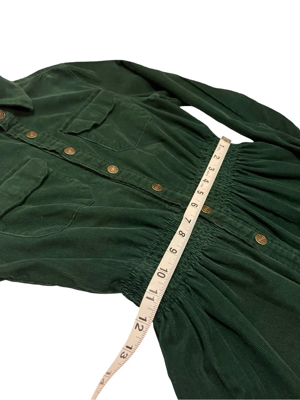 Polo Ralph Lauren Green Corduroy Long Sleeve Cinched Dress Sz 10 Country Western